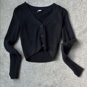 Black V-Neck Button-Up Women's Sweater